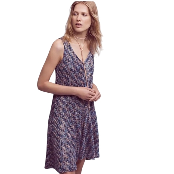 Maeve Dresses & Skirts - ANTHROPOLOGIE Maeve Westwater Chevron Sleeveless Dress Sz M Flowy Minimalist